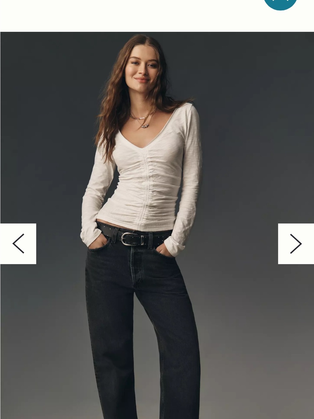 Anthropologie Pilcro Long-Sleeve Cinched V-Neck Top medium - Picture 2 of 7